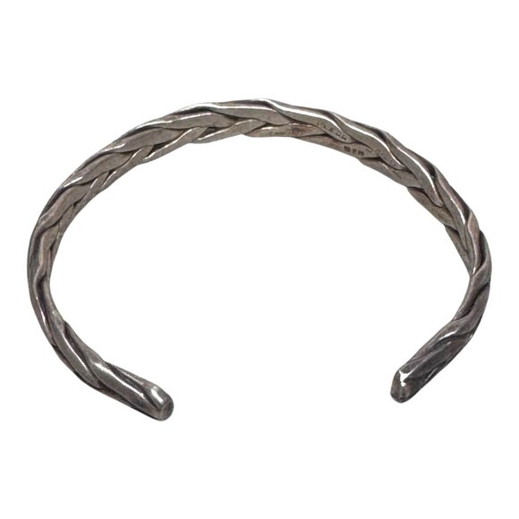 Sterling Silver Braided Old Pawn Cuff Bracelet Size 6.5" Signed Made In Mexico - Picture 4 of 8